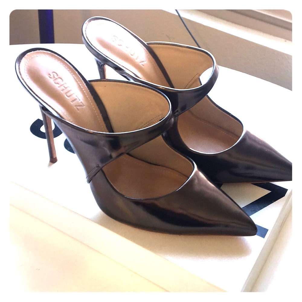 Schutz Nicolly mirrored-leather mules